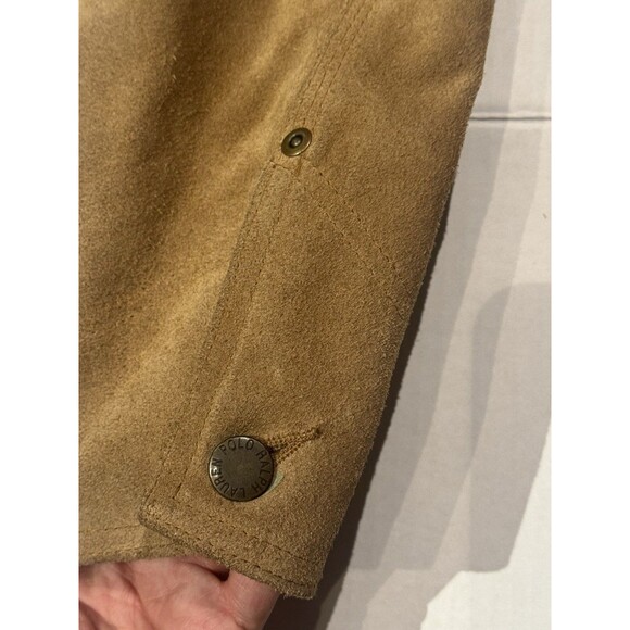 90s Polo Ralph Lauren Suede Leather Jacket Mens XL Brown Plaid Ranch Coat Rare - Picture 7 of 13